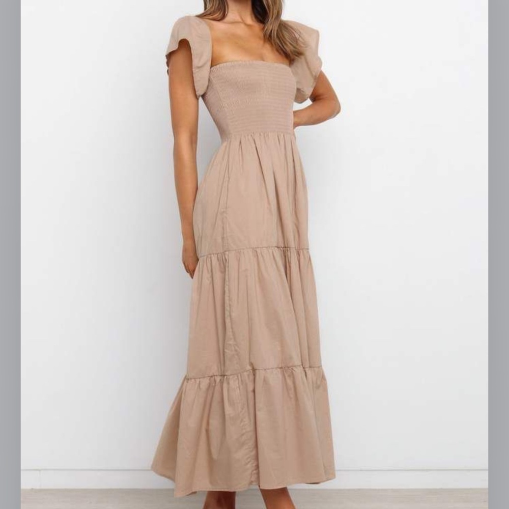 Petal & Pup Beige Tiered Maxi Dress